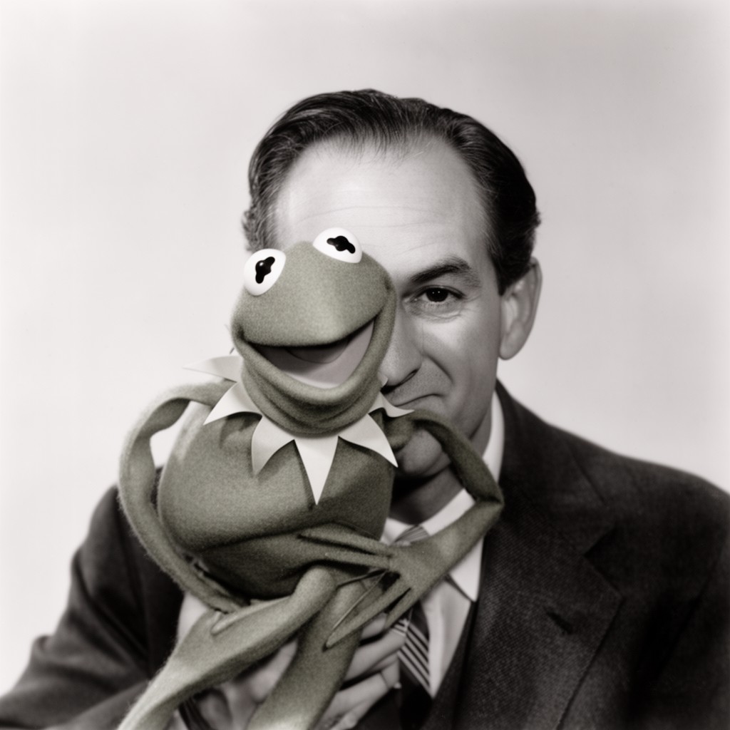 AI-generated illustration of Kermit Bloomgarden