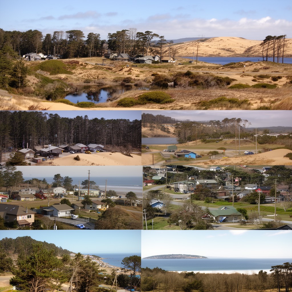 AI-generated illustration of Dunes City, Oregon