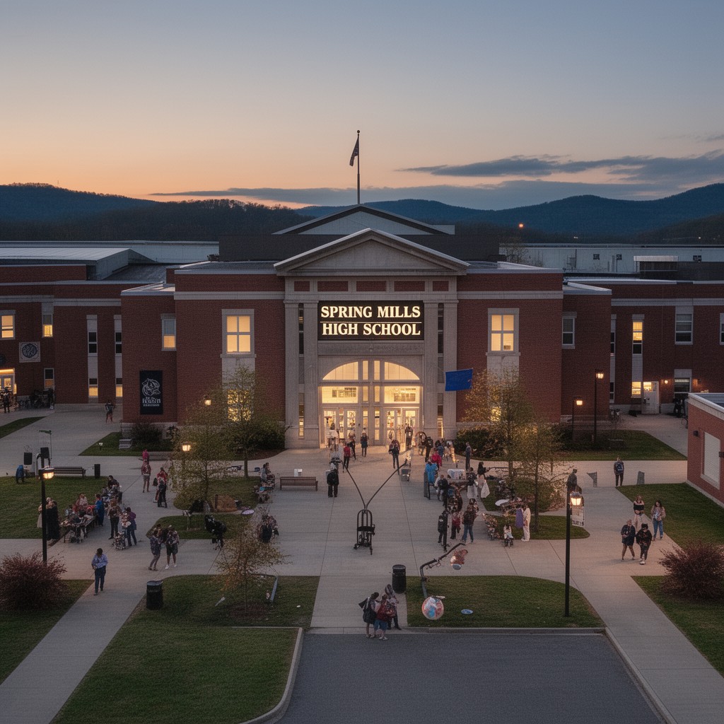 AI-generated illustration of Spring Mills High School