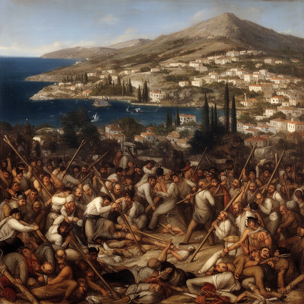 AI-generated illustration of Chios massacre in 1822