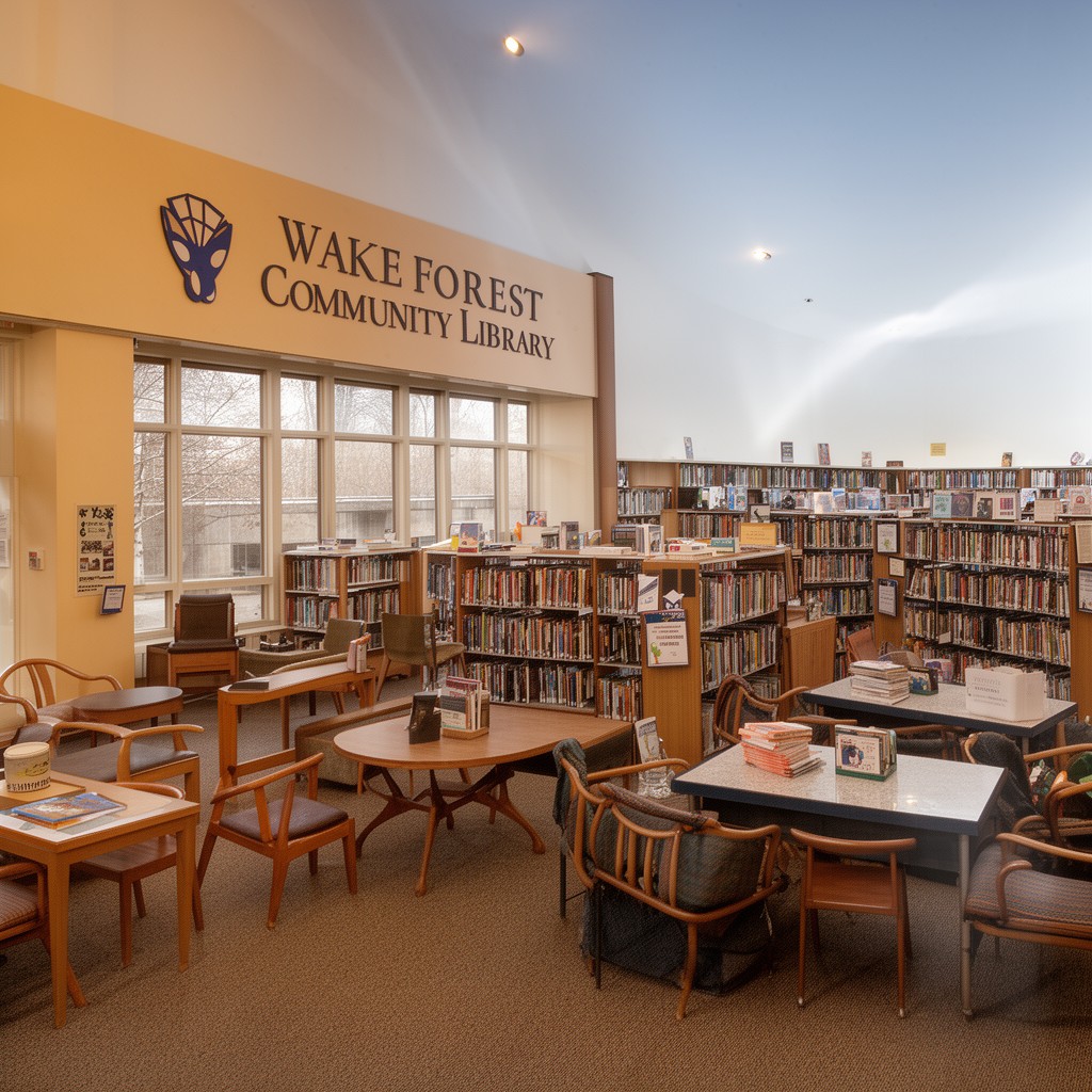 AI-generated illustration of Wake Forest Community Library