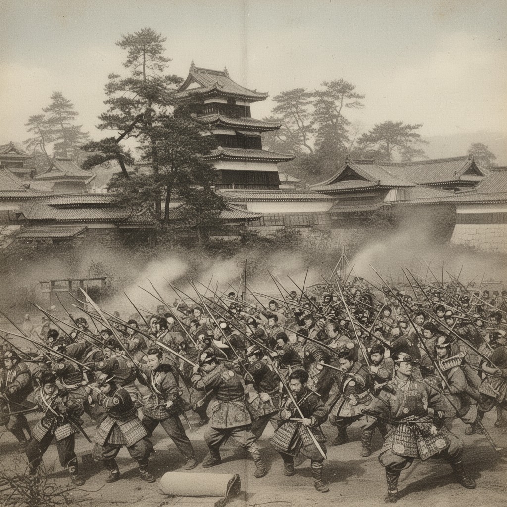 AI-generated illustration of Siege of Kumamoto Castle