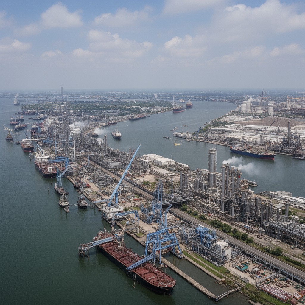 AI-generated illustration of Houston Ship Channel