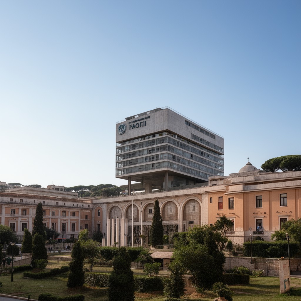 AI-generated illustration of FAO headquarters