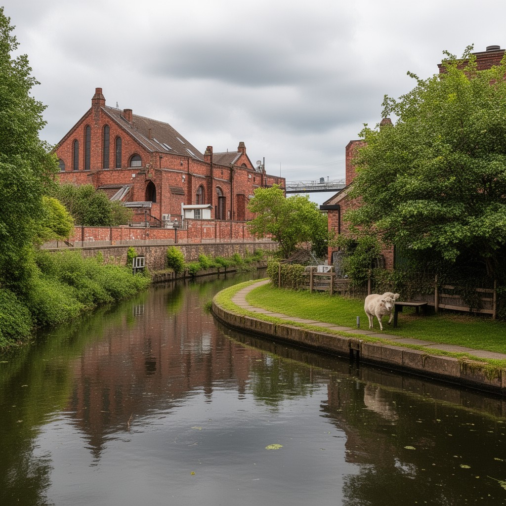 AI-generated illustration of Huddersfield Broad Canal
