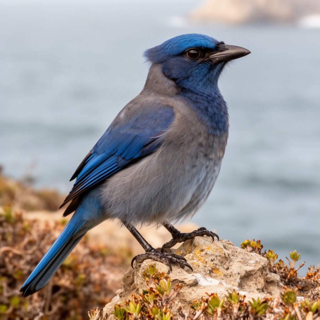 AI-generated illustration of island scrub-jay