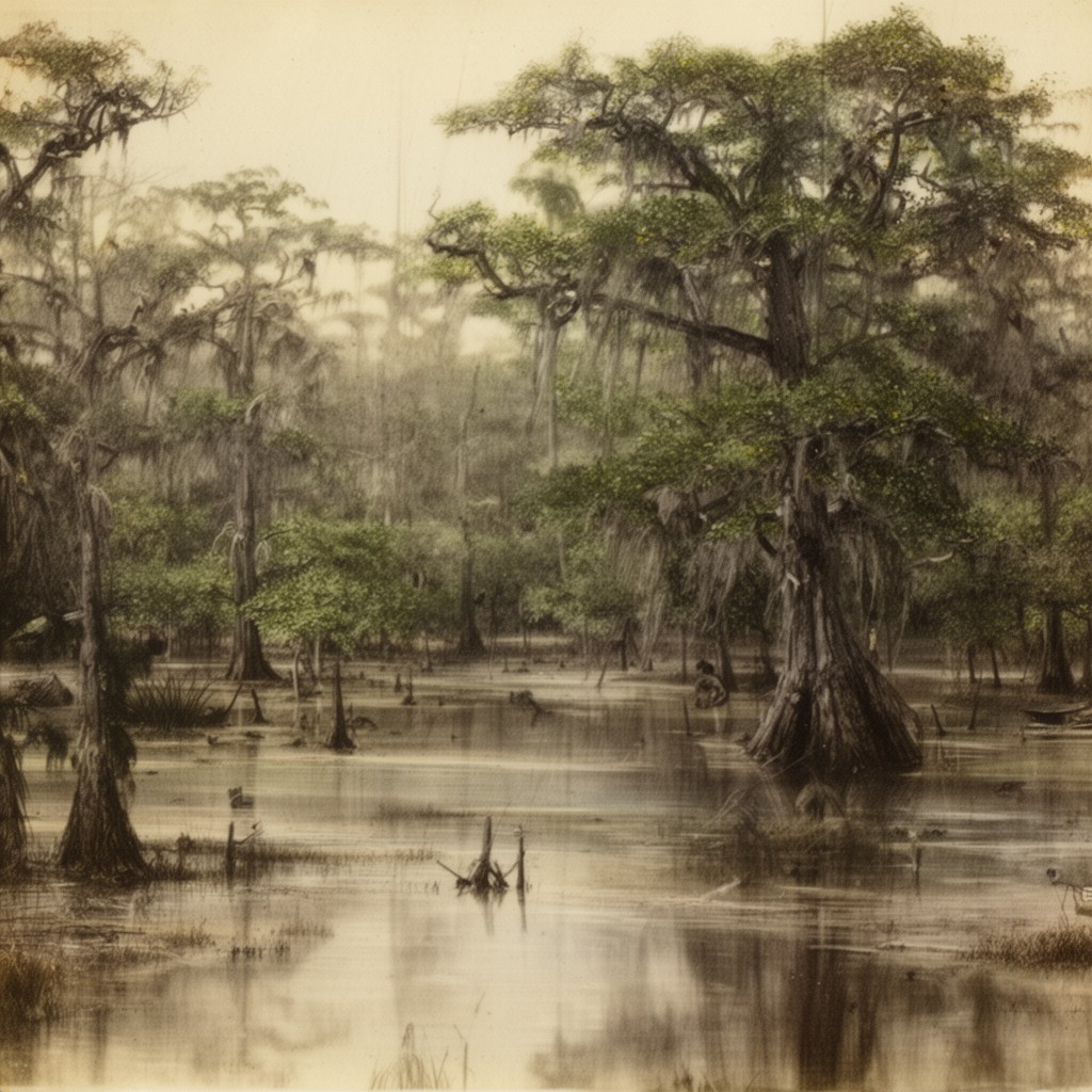 AI-generated illustration of Dred: A Tale of the Great Dismal Swamp