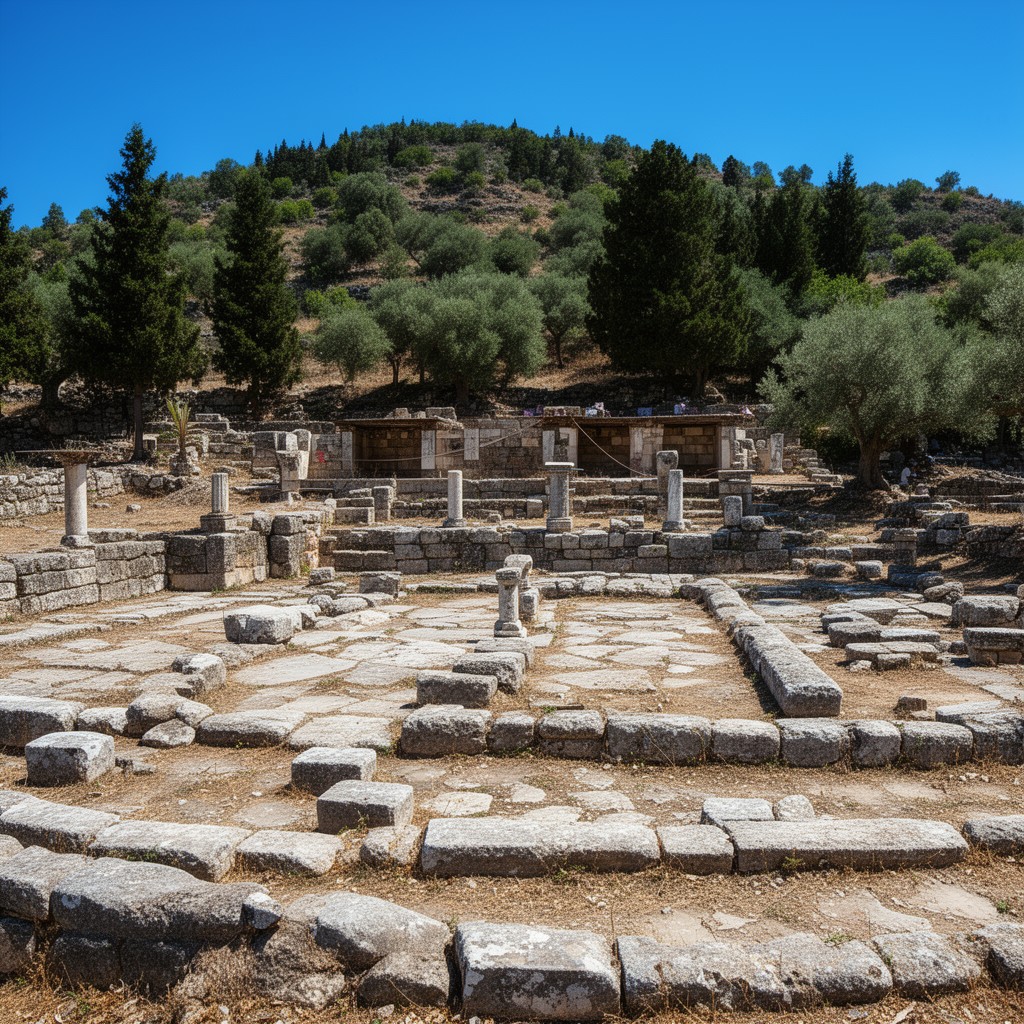 AI-generated illustration of Pilgrims’ site at Aetos