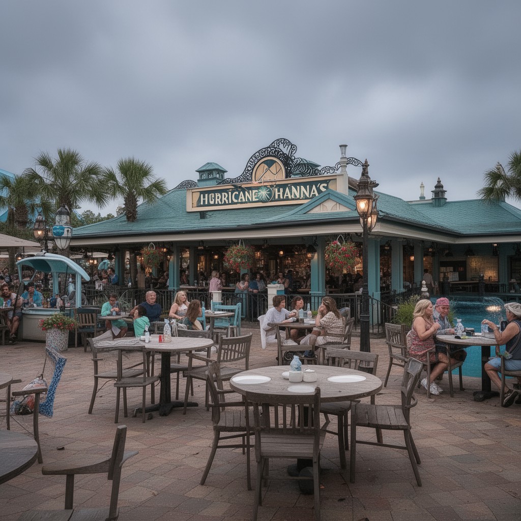 AI-generated illustration of Hurricane Hanna's Waterside Bar and Grill