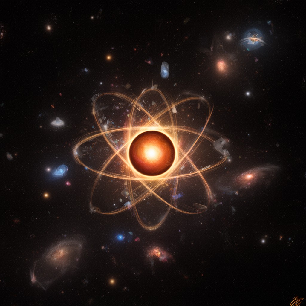 AI-generated illustration of hypothesis of the primeval atom