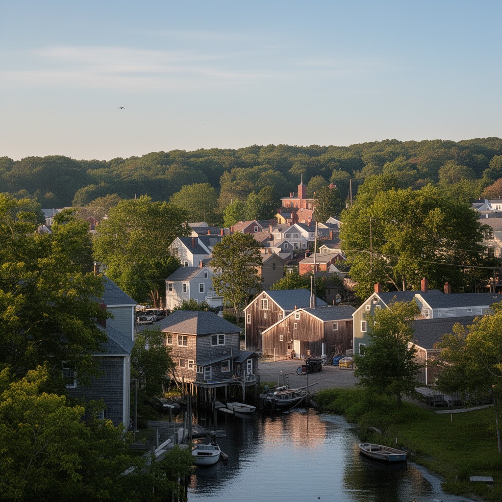 AI-generated illustration of Falmouth, Maine (then part of Massachusetts Bay Colony)