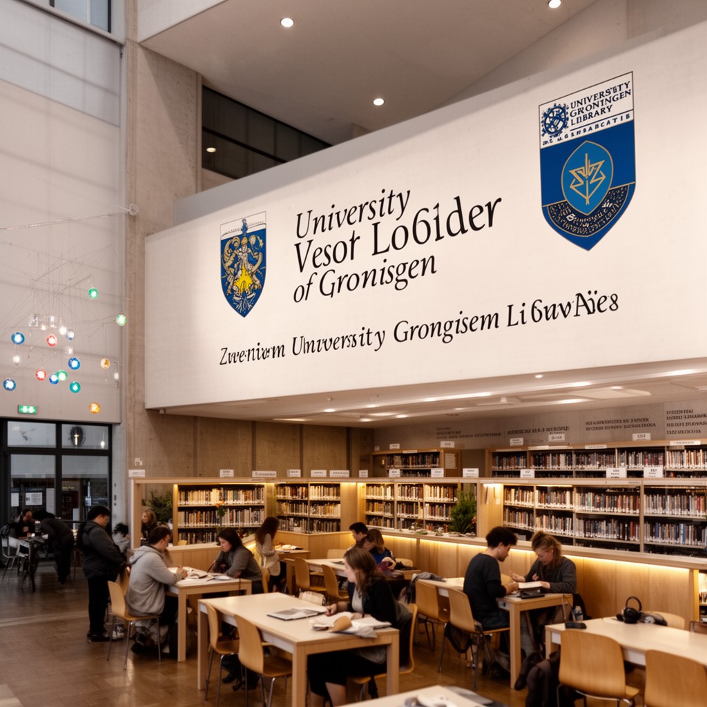 AI-generated illustration of University of Groningen Library