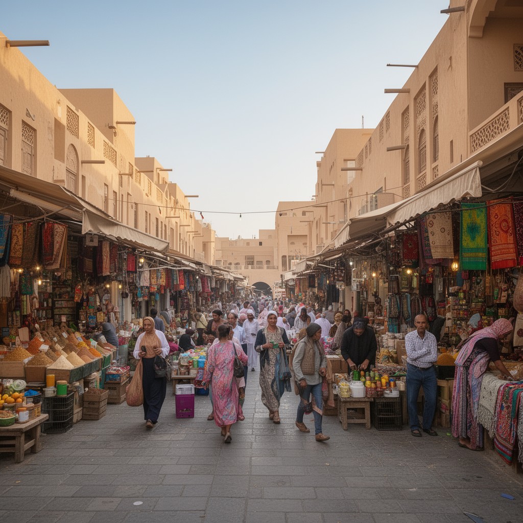 AI-generated illustration of Deira Old Souk