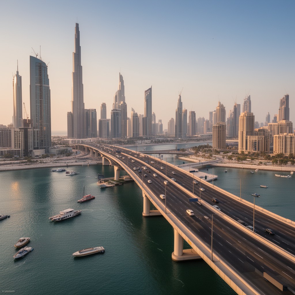 AI-generated illustration of Business Bay Crossing