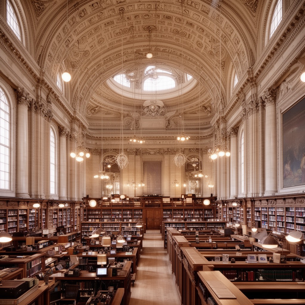AI-generated illustration of Law Library of Congress reading room