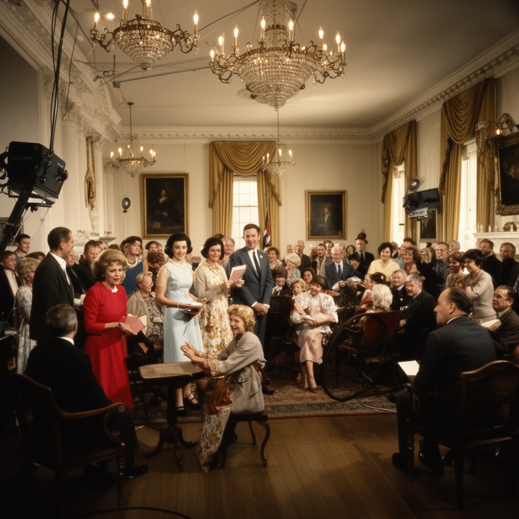 AI-generated illustration of televised White House tour (1962)