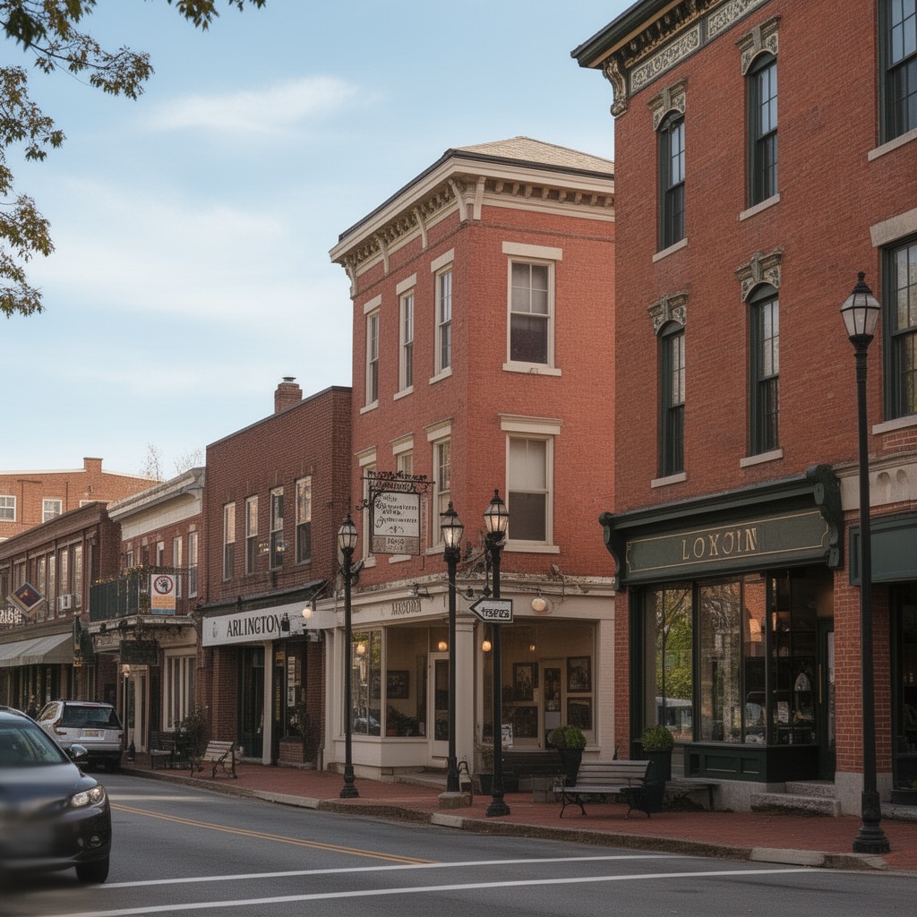AI-generated illustration of Arlington Center Historic District