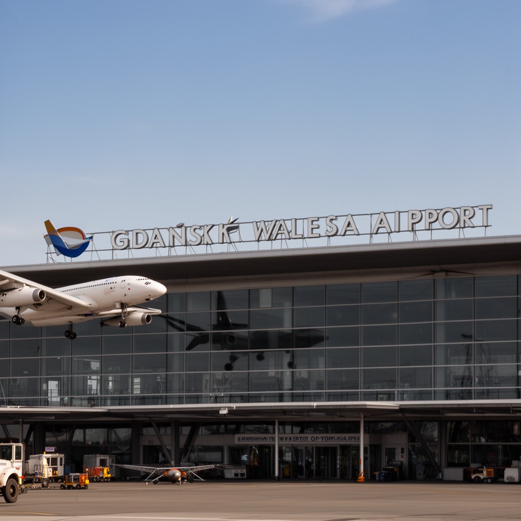 AI-generated illustration of Gdańsk Lech Wałęsa Airport