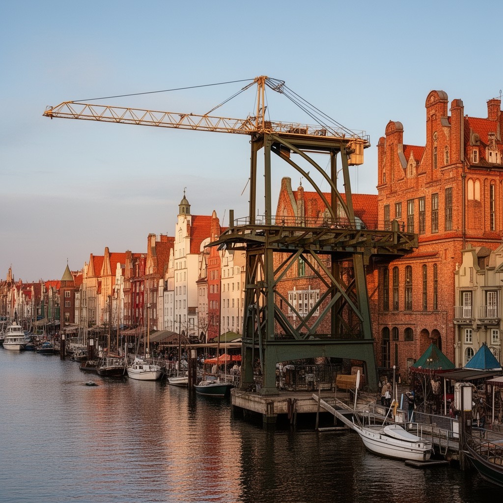 AI-generated illustration of Crane over the Motława