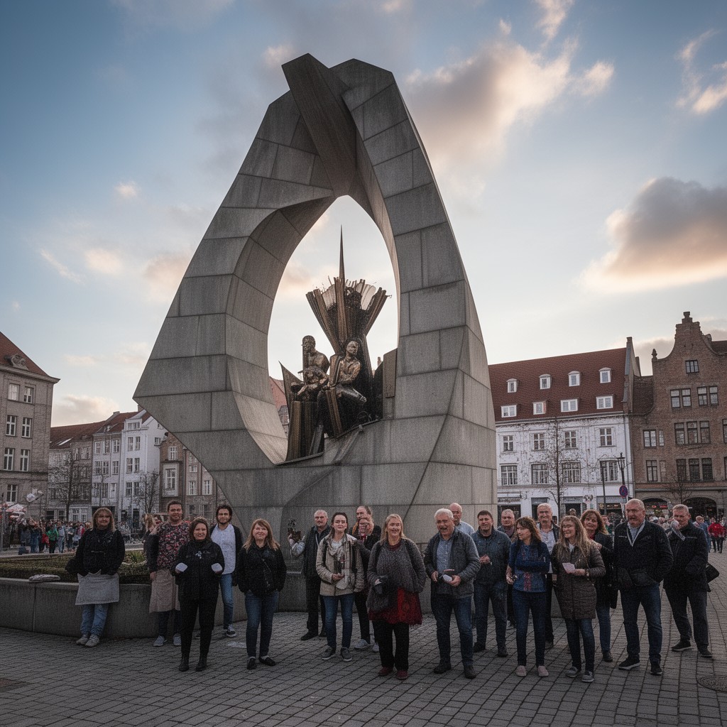 AI-generated illustration of Monument to the Fallen Shipyard Workers of 1970