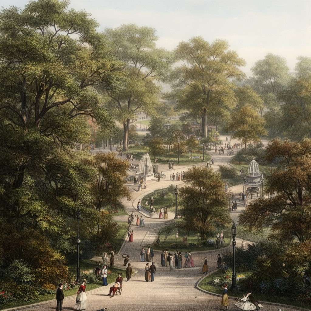 AI-generated illustration of Olmsted, Vaux & Co.