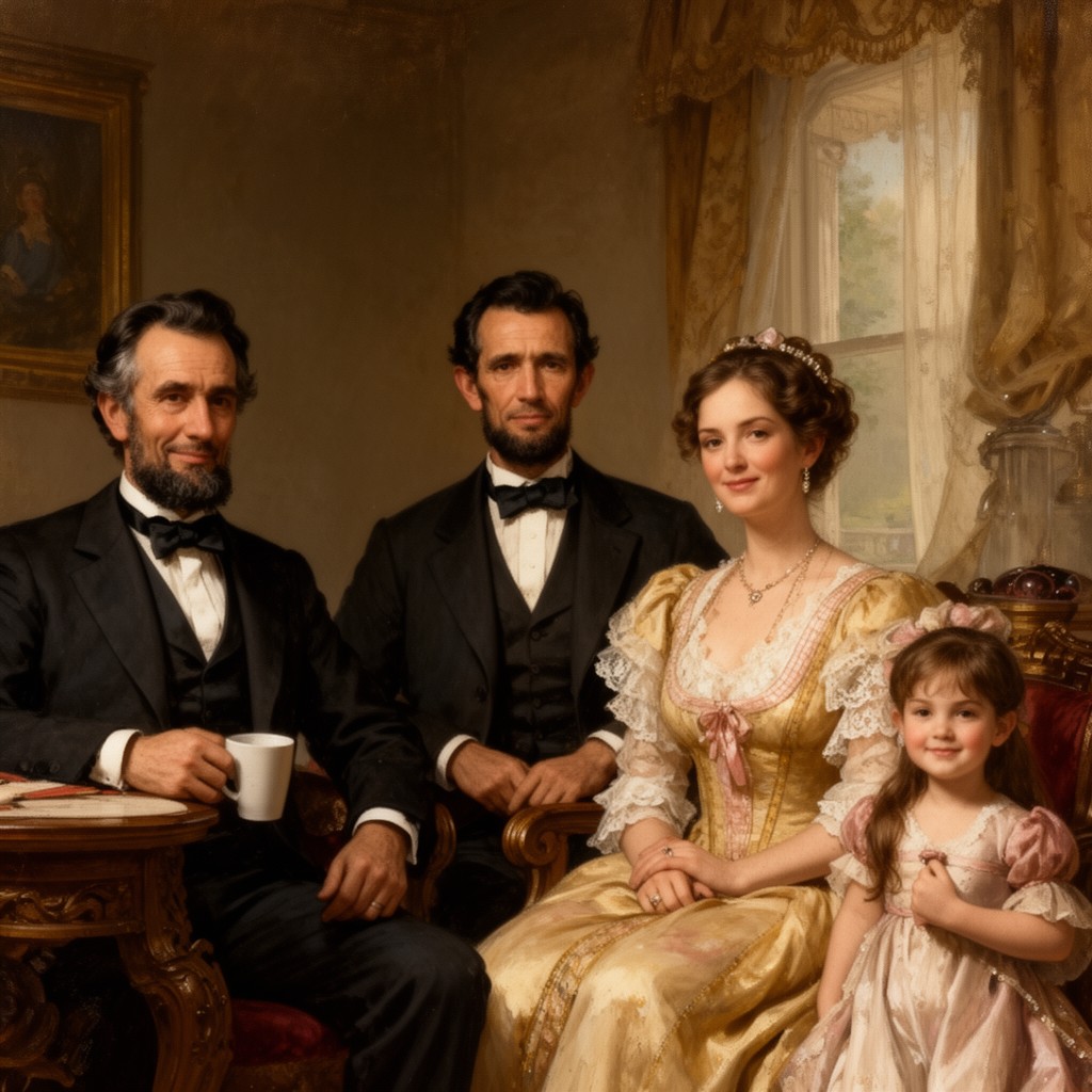 AI-generated illustration of Lincoln family