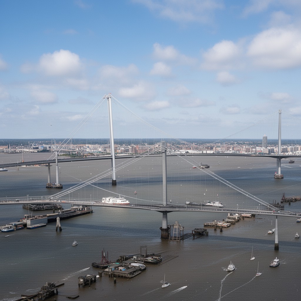 AI-generated illustration of Humber Bridge (nearby)