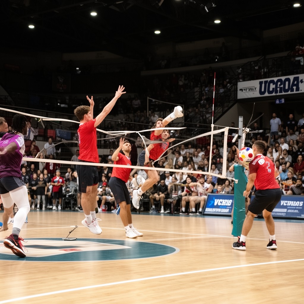 AI-generated illustration of NCAA men’s volleyball