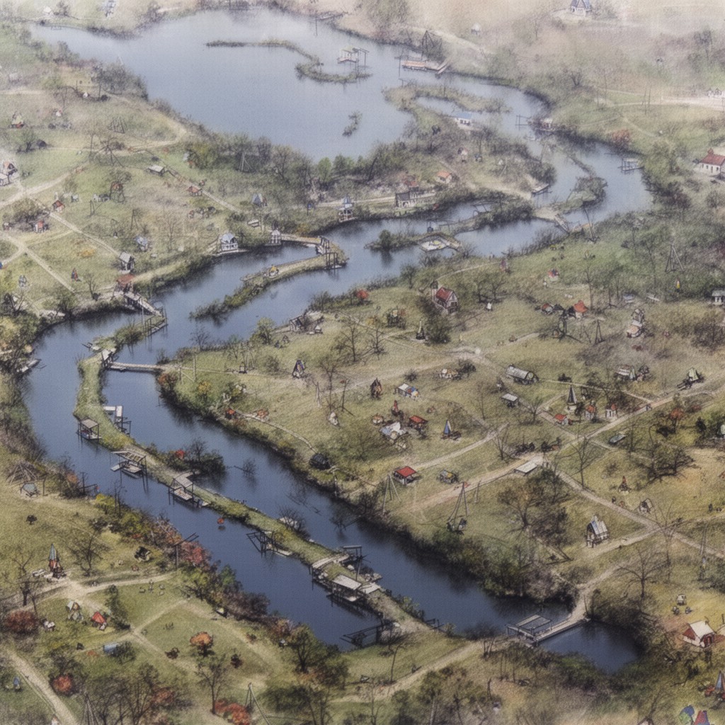 AI-generated illustration of Chain O’Lakes region (partial)