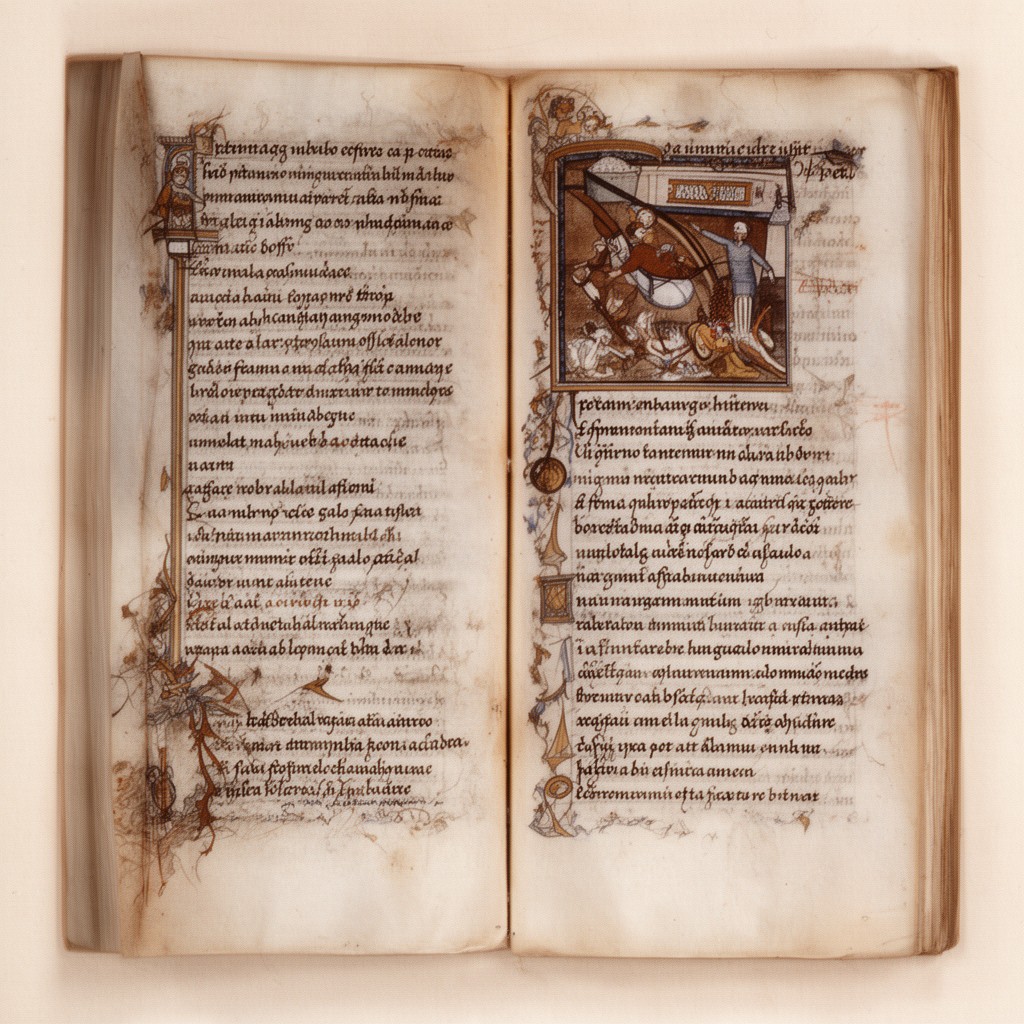 AI-generated illustration of Parker Library manuscript collection