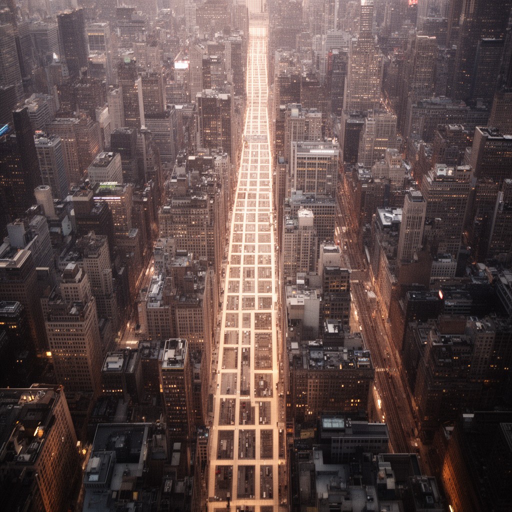 AI-generated illustration of Manhattan street grid