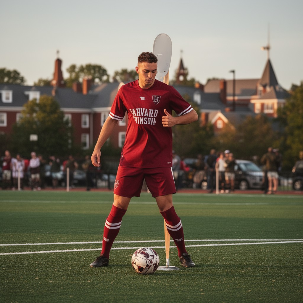 AI-generated illustration of Harvard Crimson men’s soccer
