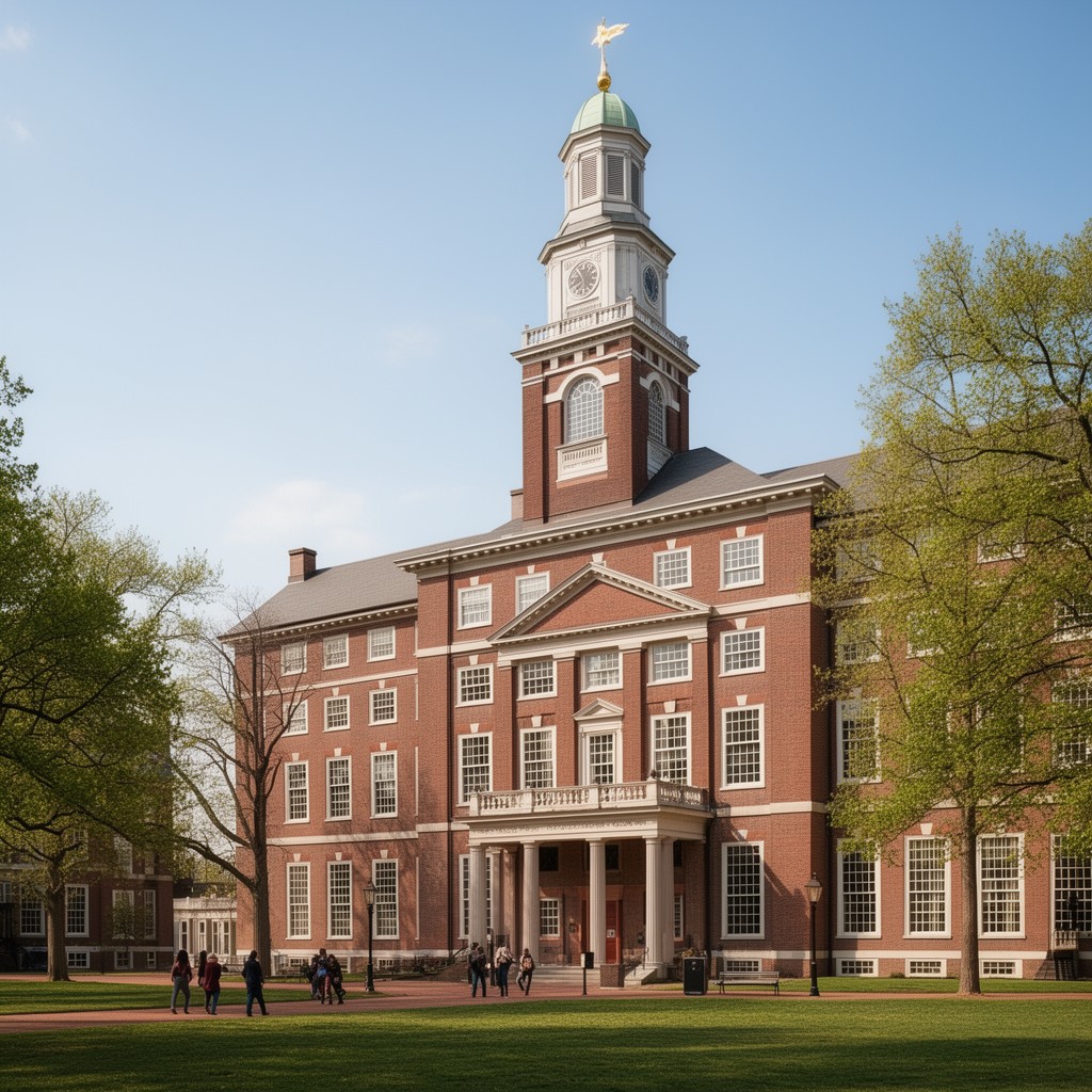 AI-generated illustration of Harvard Hall