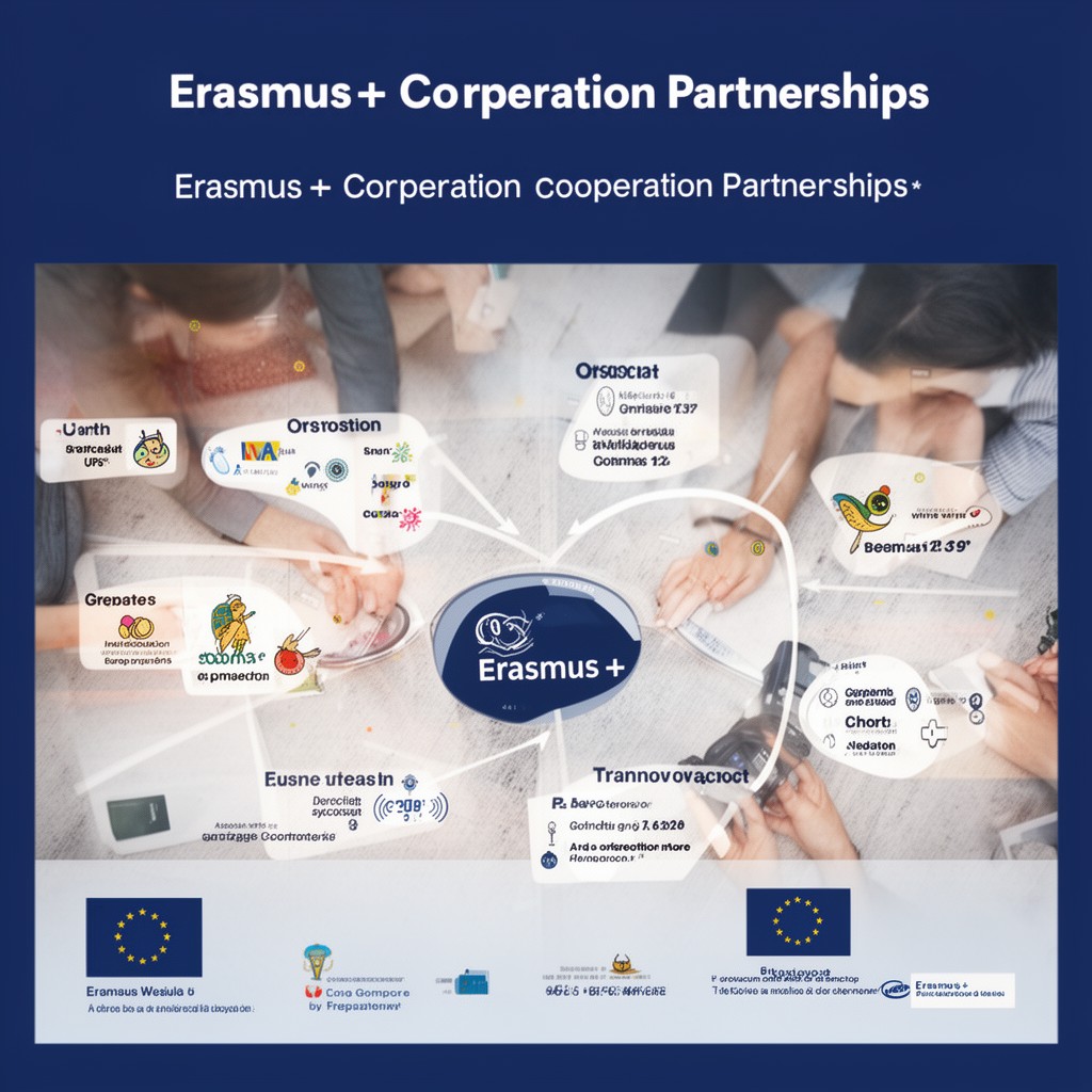 AI-generated illustration of Erasmus+ cooperation partnerships