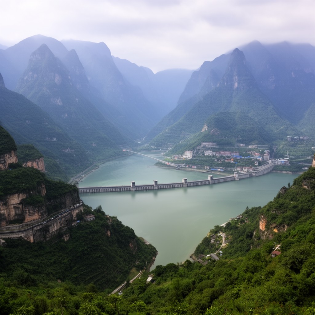 AI-generated illustration of Three Gorges Reservoir Region