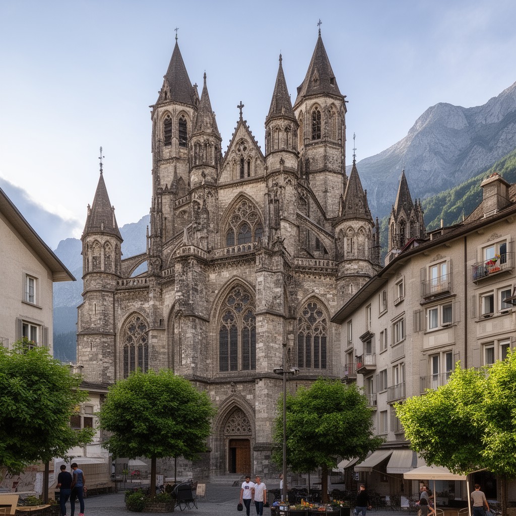 AI-generated illustration of Cathedral of Notre-Dame du Glarier