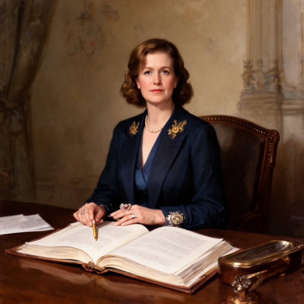 AI-generated illustration of Clarissa Spencer-Churchill