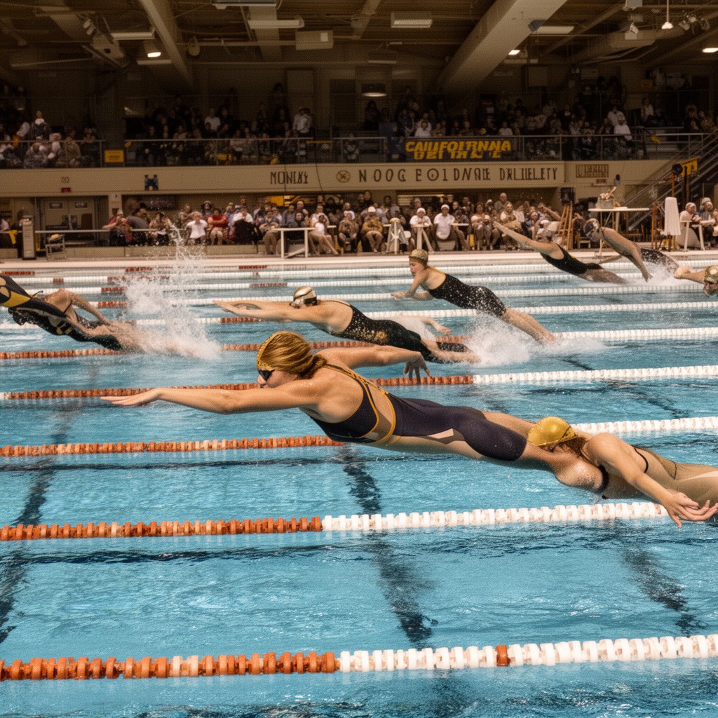 AI-generated illustration of California Golden Bears women’s swimming and diving