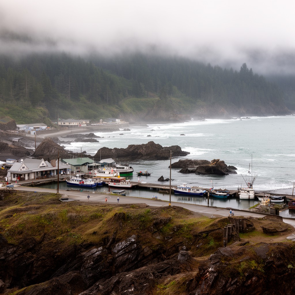 AI-generated illustration of Port Orford, Oregon