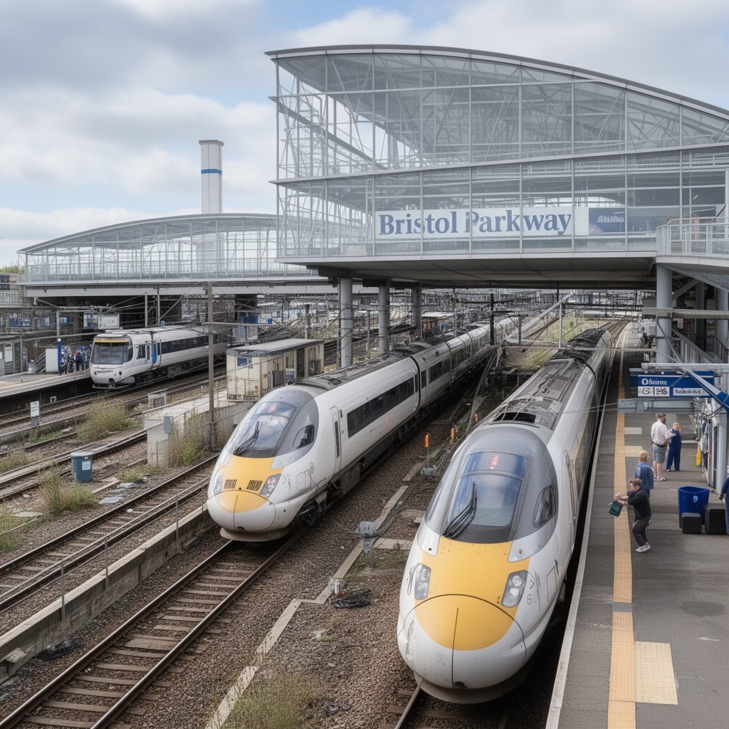 AI-generated illustration of Bristol Parkway railway station